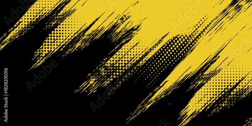 Abstract Black and Yellow Dirty Grunge Background with Halftone Effect. Sports Background vector eps10
