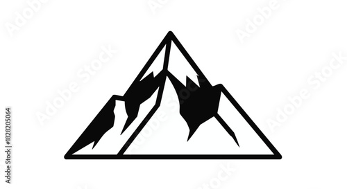Mountain peak landscape vector icon in black and white