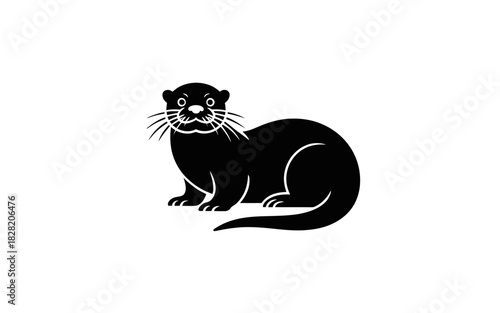 A simple black silhouette of an otter