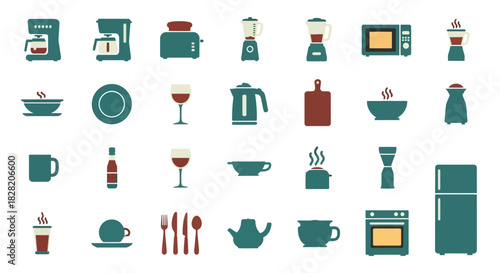 Flat Geometric Icons for Kitchen and Dining Essentials Set_transparent.svg