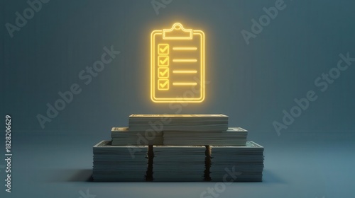 Task management checklist office space digital content minimalist design eye-level view productivity concepts