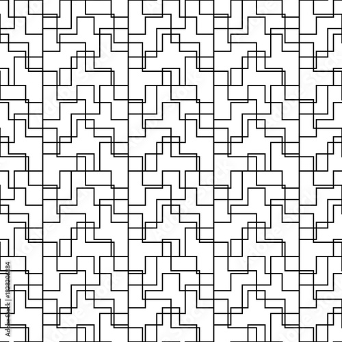 Geometrical ornament. Seamless pattern. Abstract backdrop. Figures wallpaper. Geometric background. Ethnic motif. Mosaic ornate. Digital paper. Modern textile print. Linear web design.