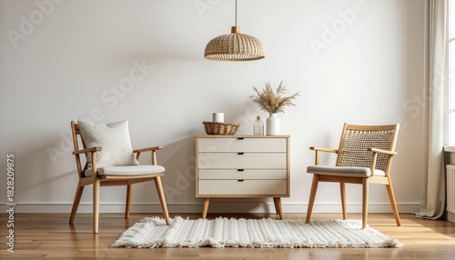 北欧風インテリアのリビングスペース（コピースペースあり・4Kリアリスティック・季節の）  
Scandinavian Style Living Space Interior (Copy Space・4K Realistic・Seasonal)
