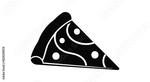 Triangle pizza slice vector icon in black and white