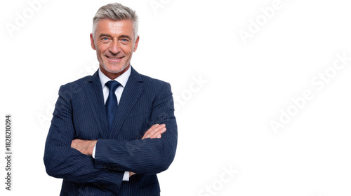 A single portrait of a businessman standing on white background 