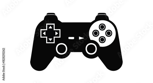 Modern game controller vector icon in black and white