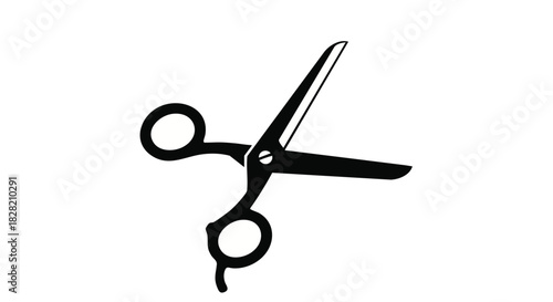 Sharp scissors cutting vector icon in black and white