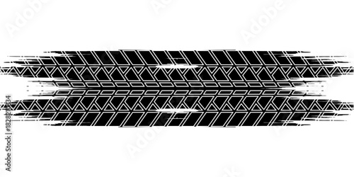 Auto tire tread grunge element. Car and motorcycle tire pattern, wheel tyre tread track. Black tyre print. Vector illustration