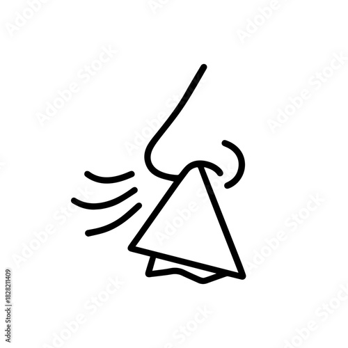 nose with napkin vector line icon on a white background Vector line icon on a white background