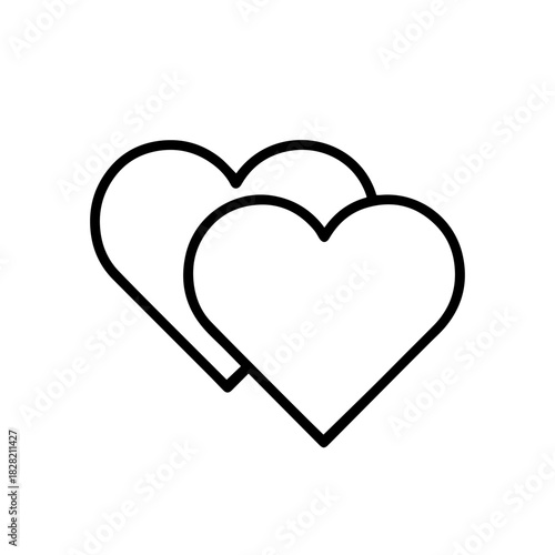 two hearts intersecting vector line icon on a white background Vector line icon on a white background