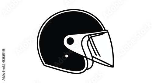 Motorcycle helmet safety vector icon in black and white