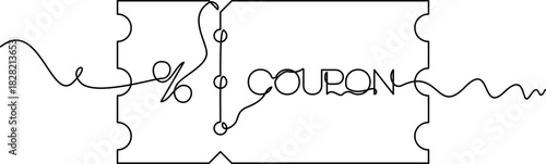 one line art Shopping Coupon vector illustration. line art, one continuous line, simple, hand drawn and sketch style. for icons, symbols, signs or logos. PNG
