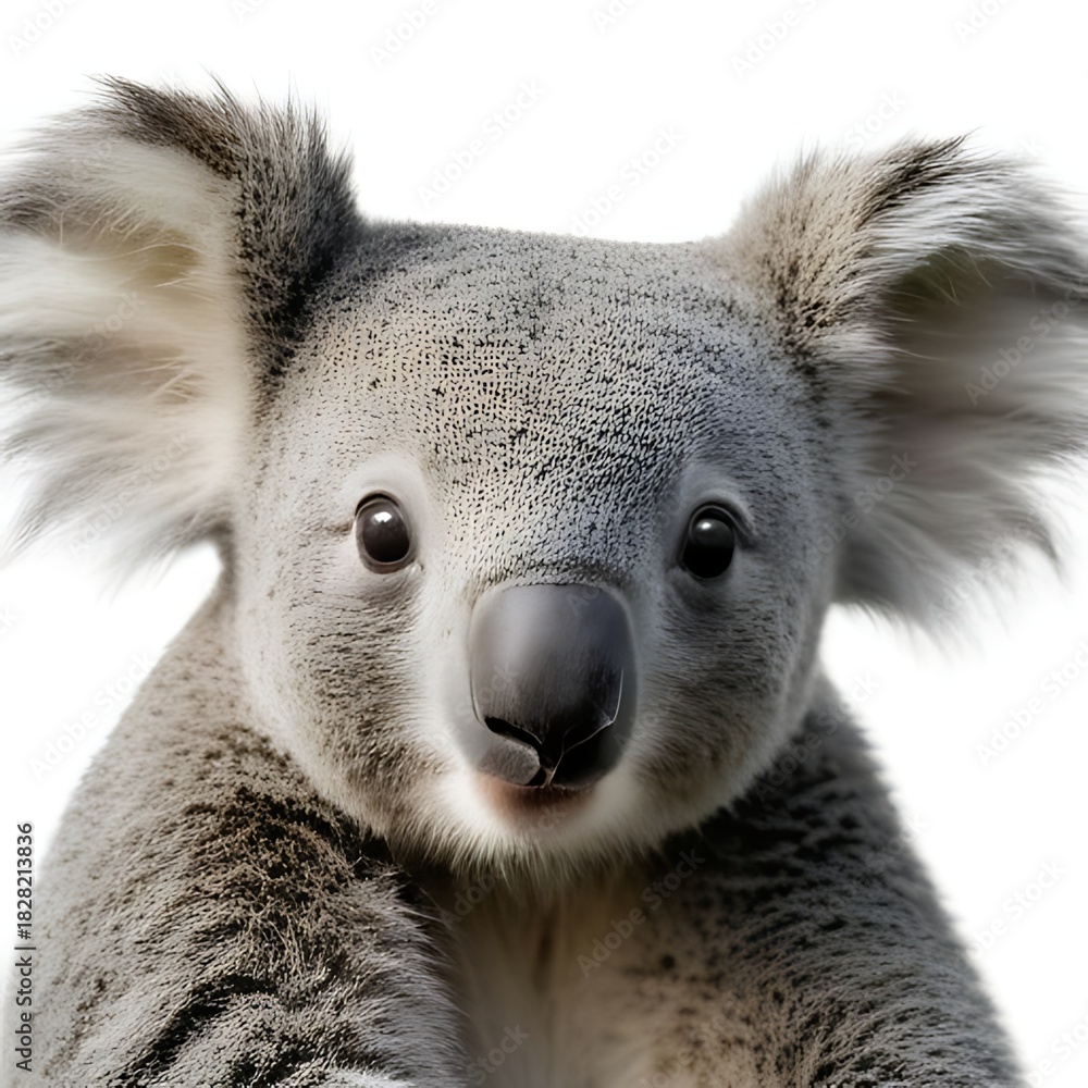 Obraz premium Adorable koala portrait captured in a clear, detailed studio shot
