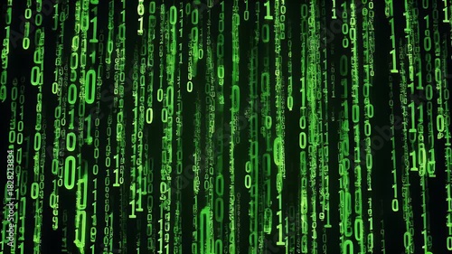 Mysterious Cascading Green Binary Code Stream Wallpaper Technology and the Digital Age