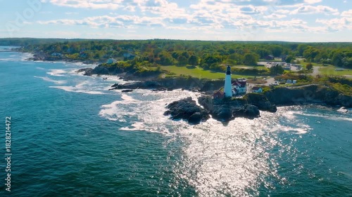 Aerial view of Portland Head Lighthouse
