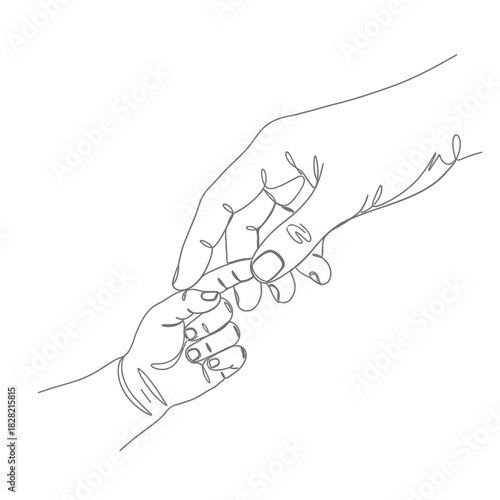Continuous Line Art Adult and Baby Hands - Parenthood Connection