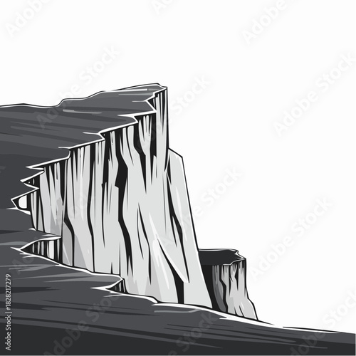 Dramatic Cliff Illustration Emphasizing Depth and Isolation for Creative Projects