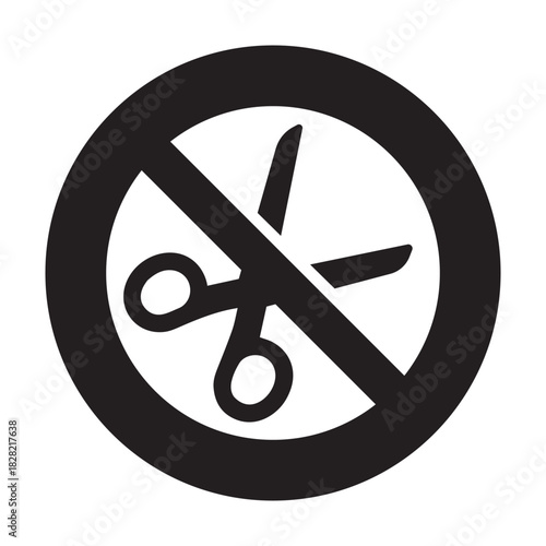 No Cutting Icon – Black & White Scissors Ban Symbol
