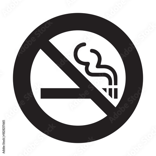 No Smoking Icon – Black & White Cigarette Ban Symbol