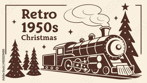 Vintage steam locomotive and railway train vector illustration design icon symbol