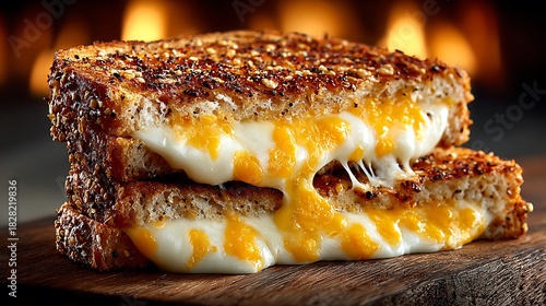 Grilled cheese sandwich melted gooey center closeup pictures