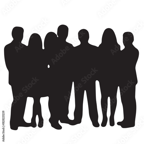 Business people , silhouettes, group of standing business men and women
