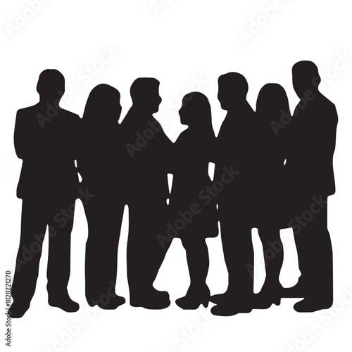 Business people , silhouettes, group of standing business men and women
