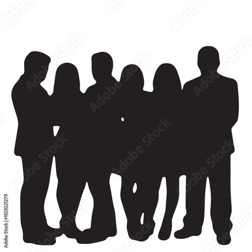 Business people , silhouettes, group of standing business men and women
