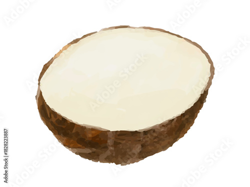 里芋半分カットのベクターイラスト(丸型・料理素材)