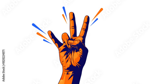 Colorful hand illustration with painted fingers holding pencils