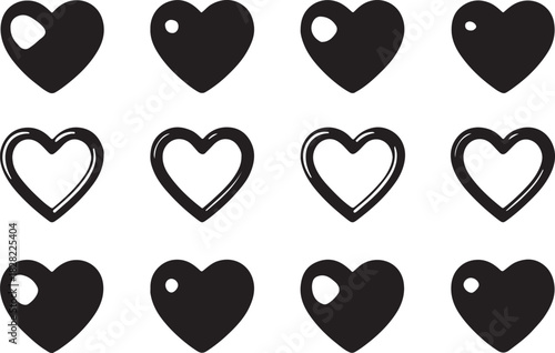 black heart vector collection white background
