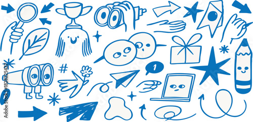 Creative Doodle Collection: A vibrant assortment of whimsical hand-drawn elements, perfect for adding a touch of playful creativity and visual interest.