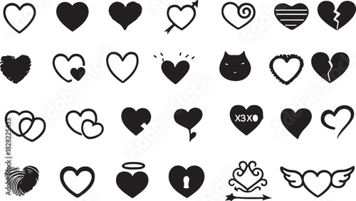 Heart Shape Bundle set of vector silhouettes