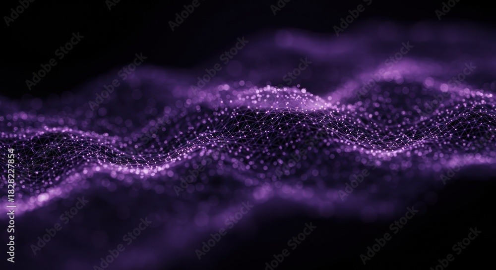 Fototapeta premium Purple Abstract Wave Particle Background.