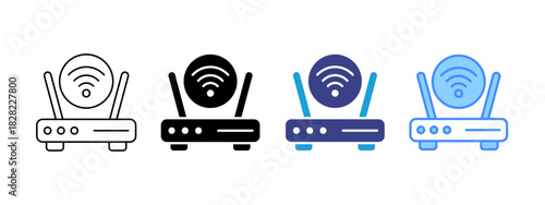 Broadband icon set multiple style collection