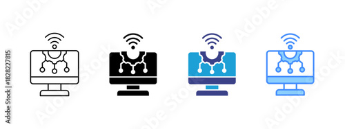 Information Technology icon set multiple style collection