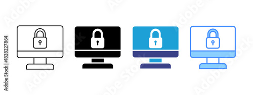 Locked  icon set multiple style collection