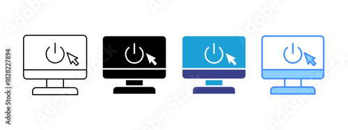 Power Button icon set multiple style collection