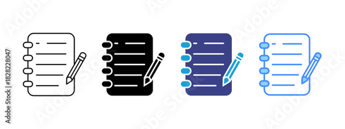 Note icon set multiple style collection