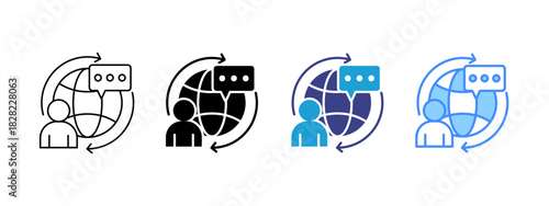 Global Communication icon set multiple style collection