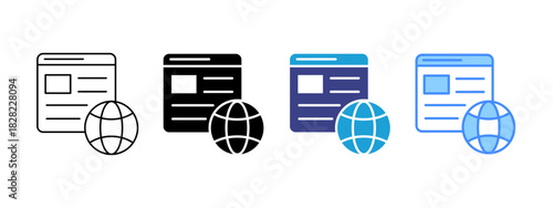 Webpage icon set multiple style collection