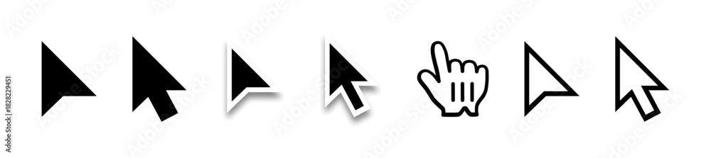 Obraz premium Computer mouse click cursor gray arrow icons set and loading icons. Cursor icon. Mouse click cursor collection.