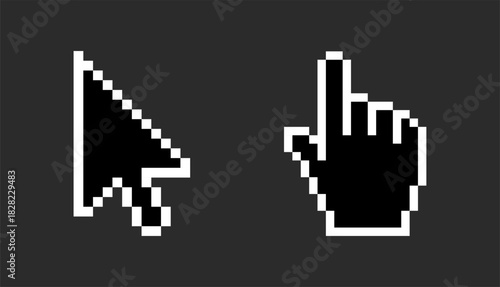 Click icon isolated on black background. Cursor pixel symbol modern, simple, vector, icon for website design, mobile app, ui. Vector 10 eps.