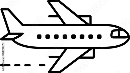 Airplane icon in flight, airline travel concept
