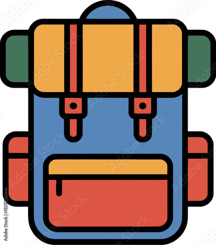 Cartoon backpack for travel and hiking vector