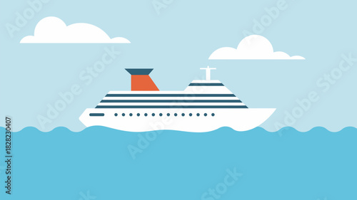 Cruise ship sailing on blue ocean water