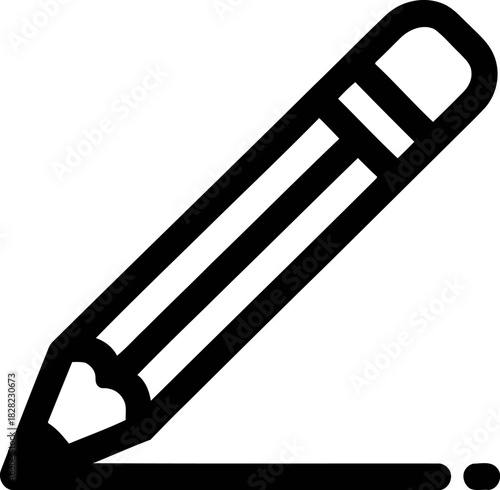 Pencil drawing line icon with eraser detail