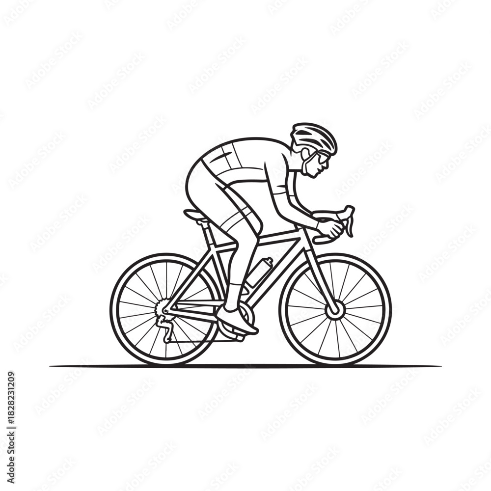 Fototapeta premium Dynamic sketch of a cyclist in full race stride