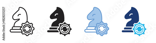 Strategy icon set multiple style collection