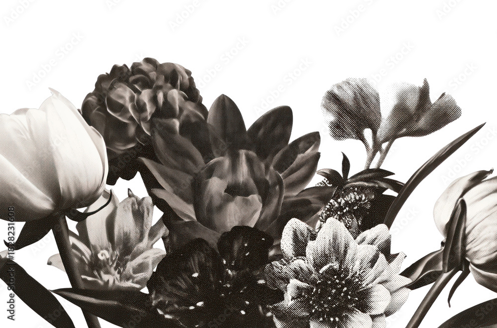 Naklejka premium PNG Monochrome floral elegance desktop wallpaper.